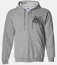 Steam Engine and Caboose Embroidered Full Zip Gray Hoodie