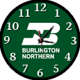 Burlington Northern Logo Railroad Round Train Clock